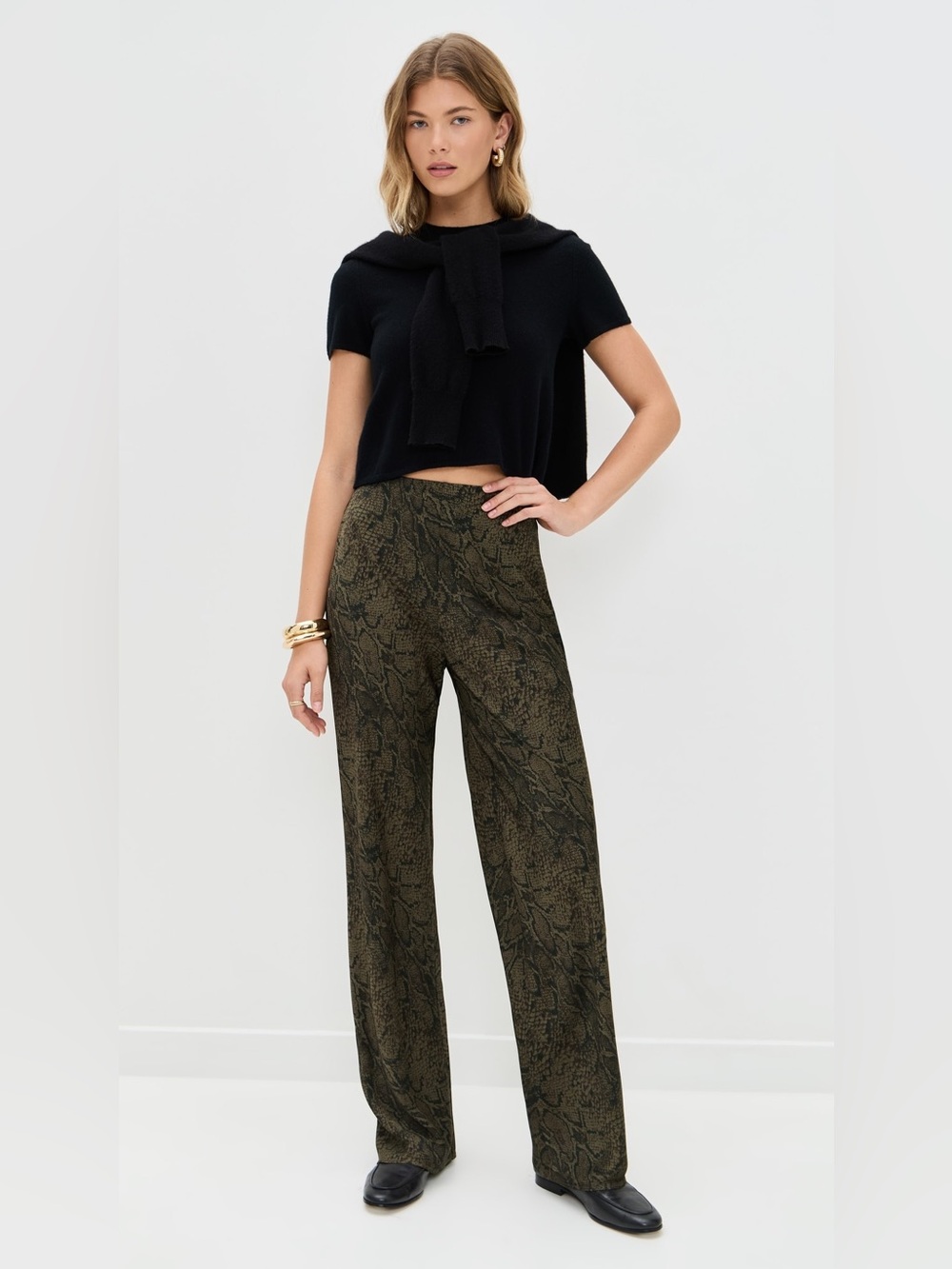 Reformation ‘Gale’ Satin Mid-Rise Snakeskin Pants NWT